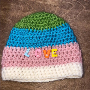 Handmade infants love beanie crochet hat/cap